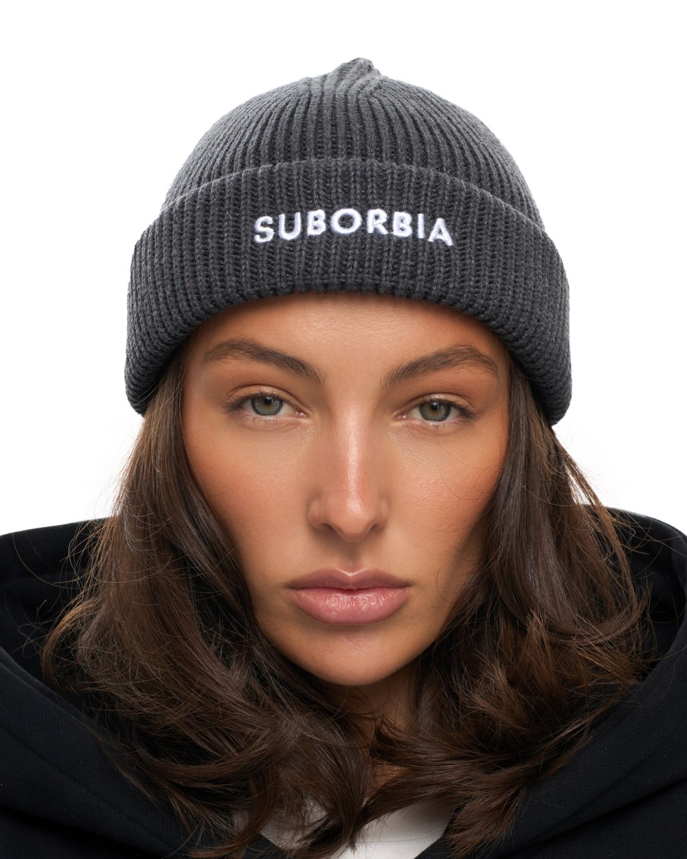 Шапка бини SUBORBIA Name Dark grey melange
