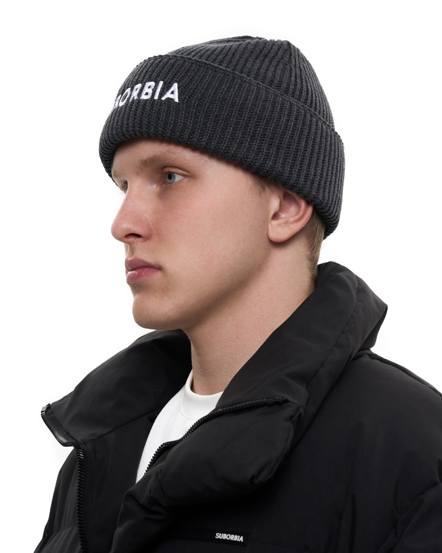 Шапка SUBORBIA Name MEN Dark grey melange