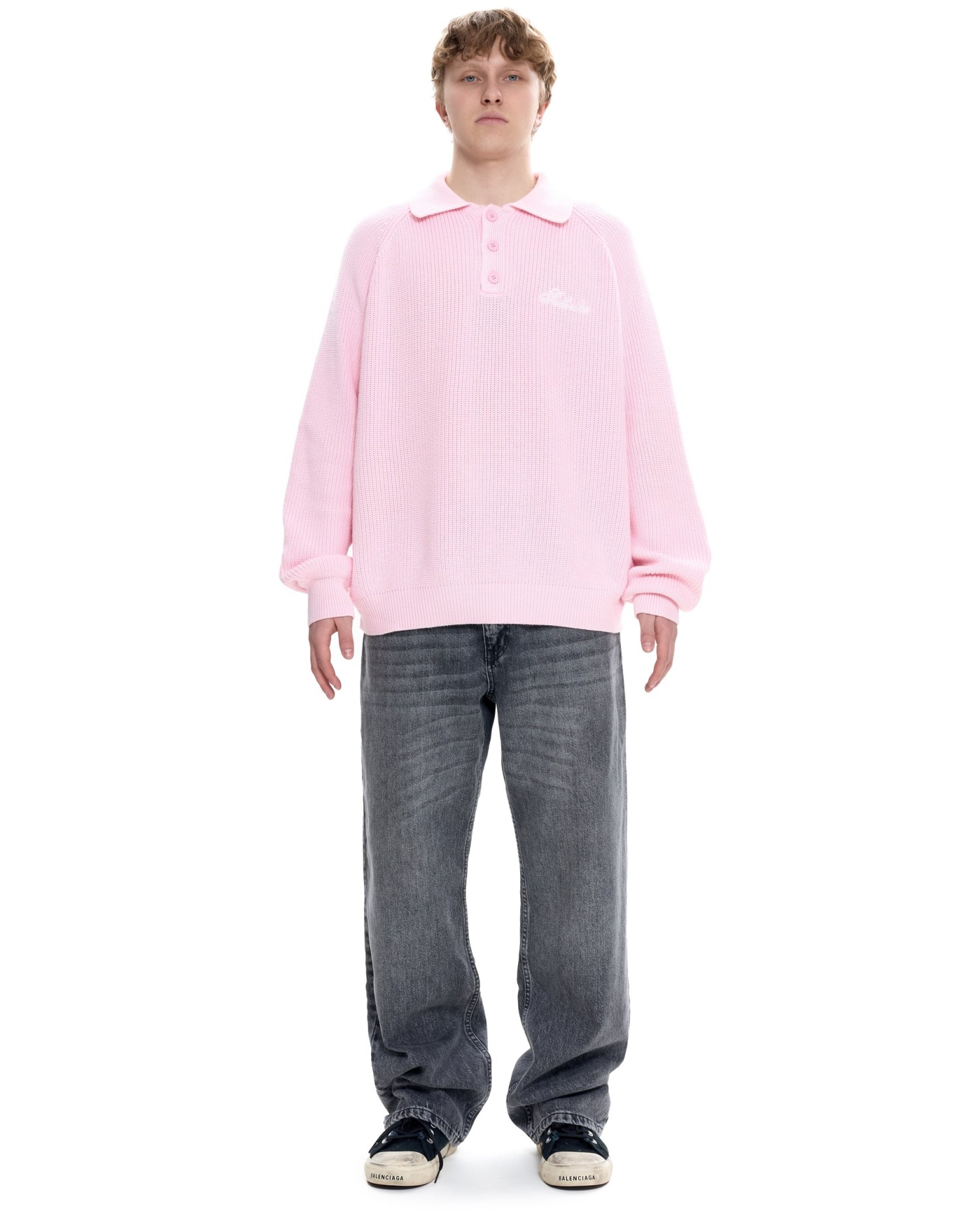 Мужское вязаное поло Розовый