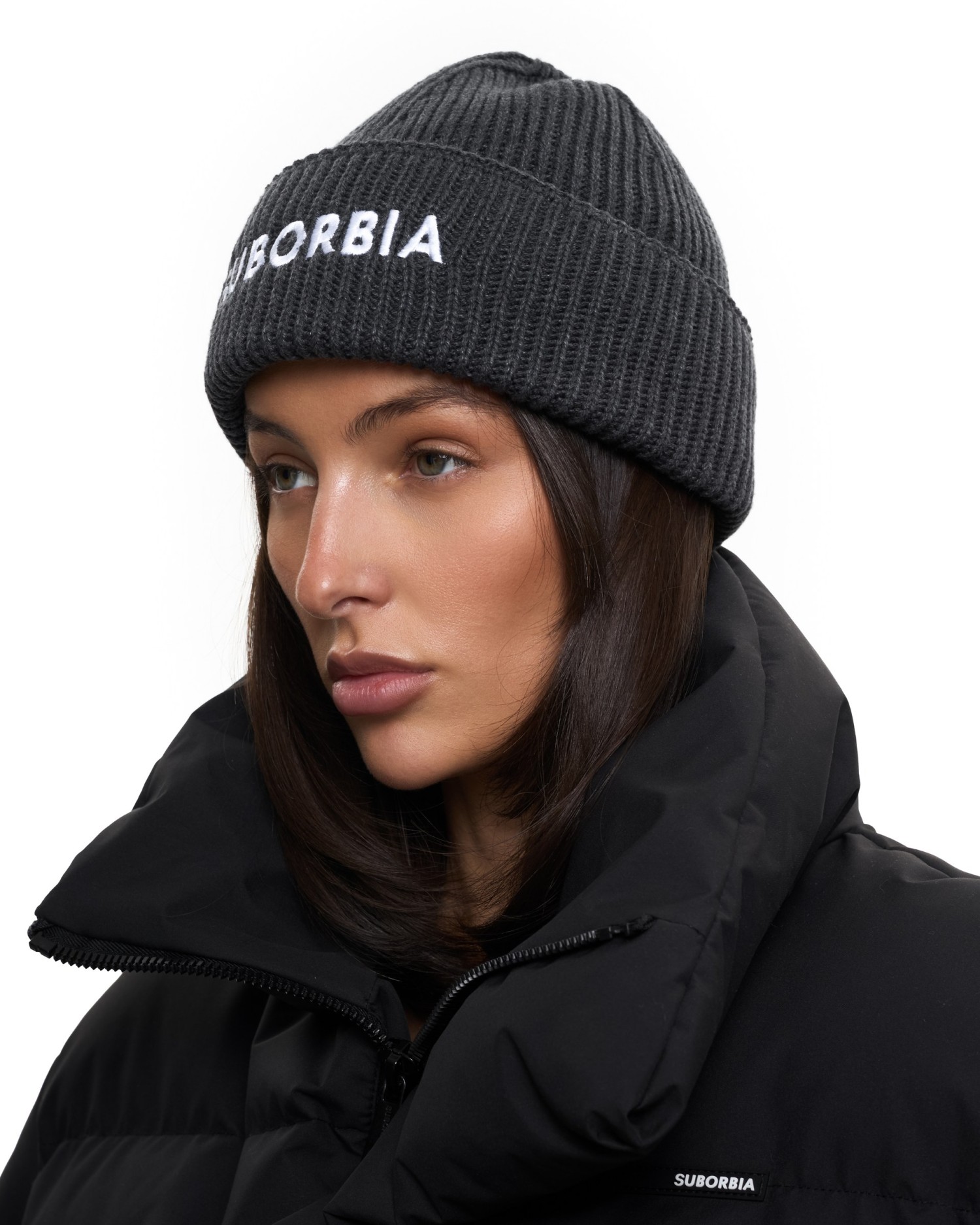 Шапка SUBORBIA Name Dark grey melange