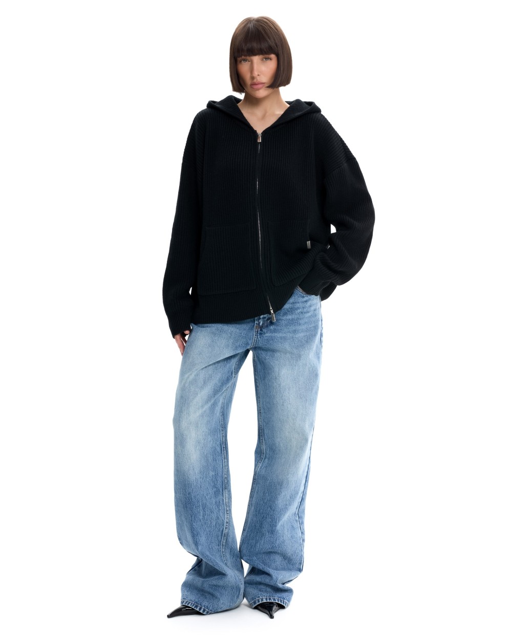 Вязаный худи с капюшоном