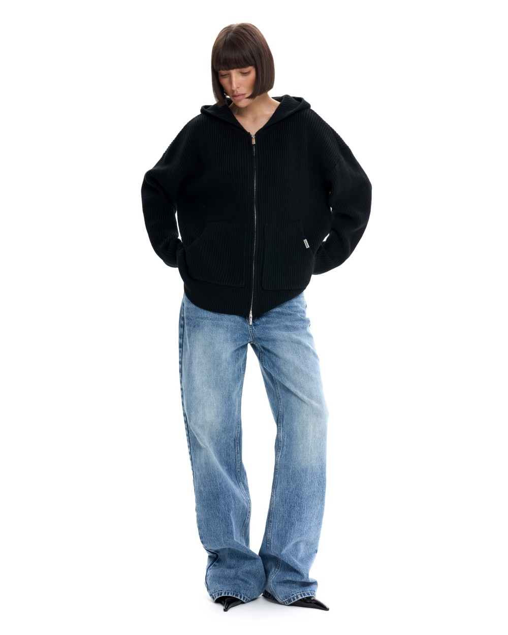 Вязаный худи с капюшоном