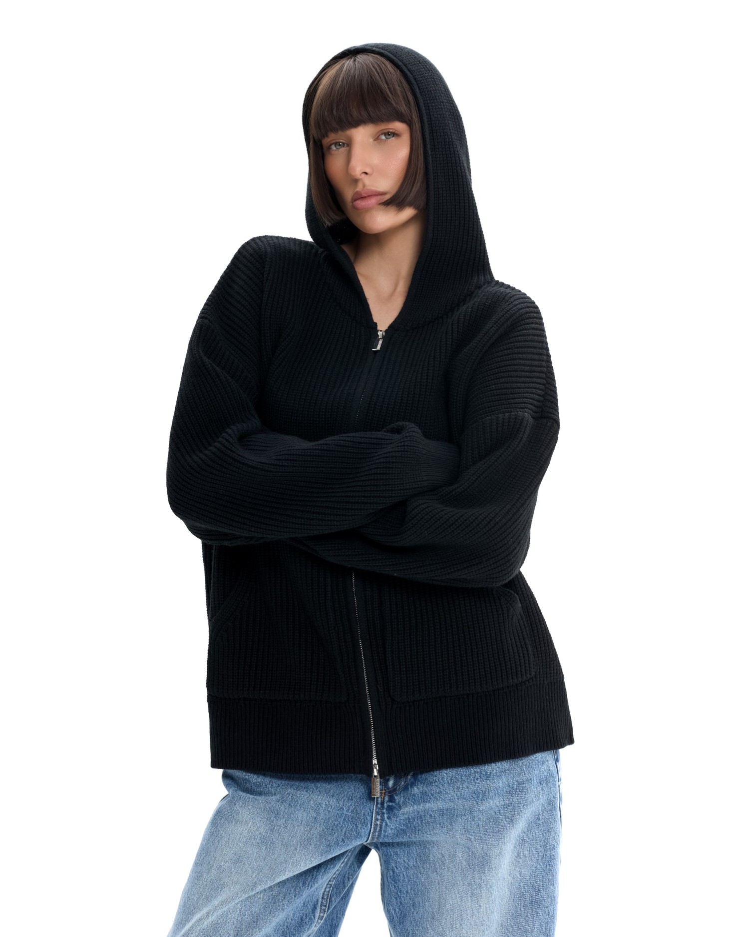 Вязаный худи с капюшоном