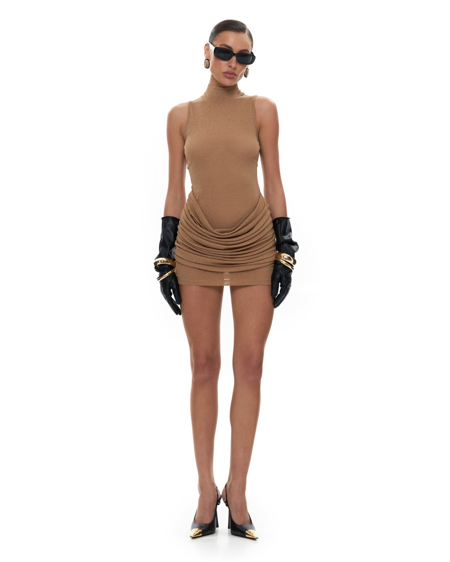 Платье с драпировкой GOOD GIRL Beige