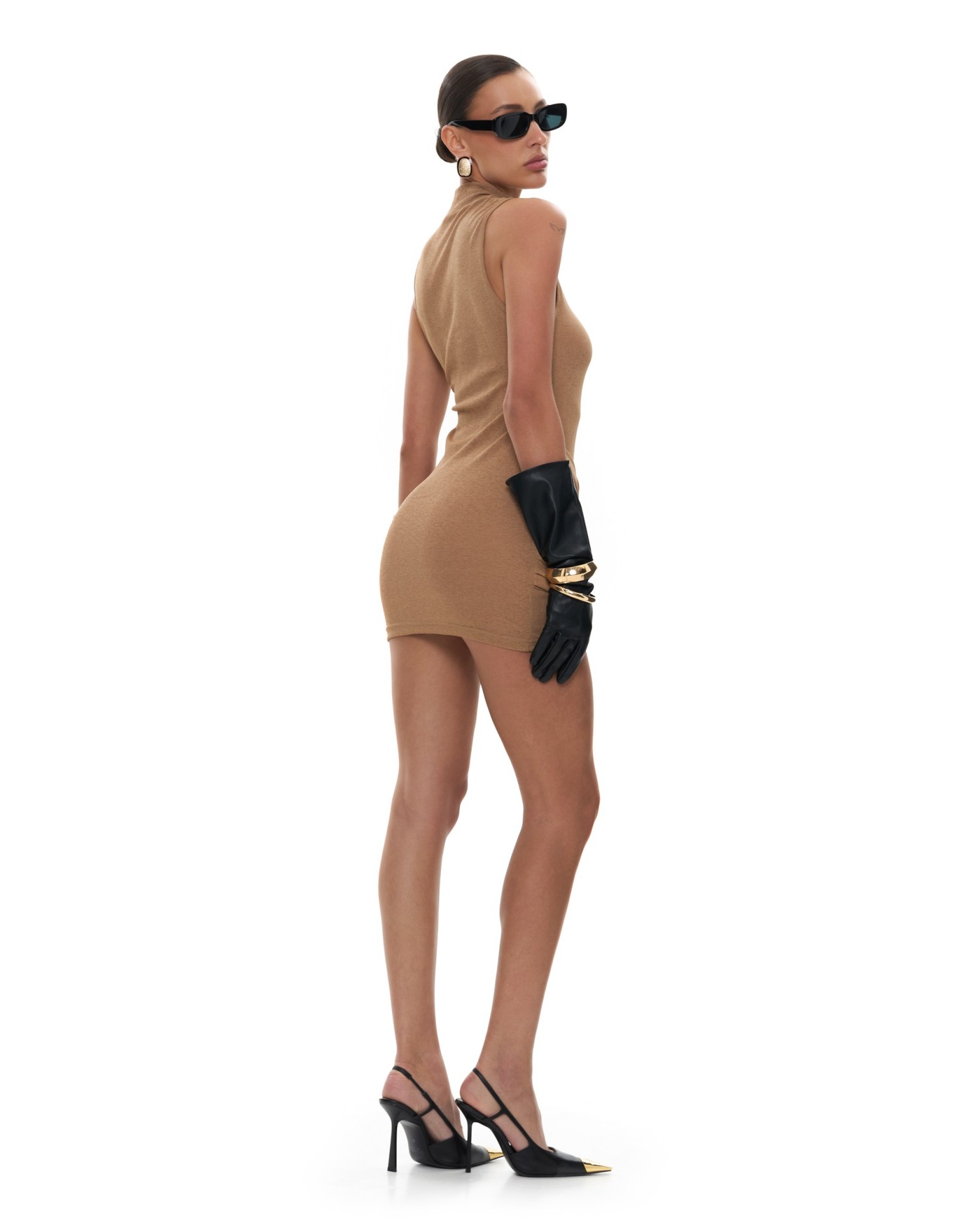 Платье с драпировкой GOOD GIRL Beige