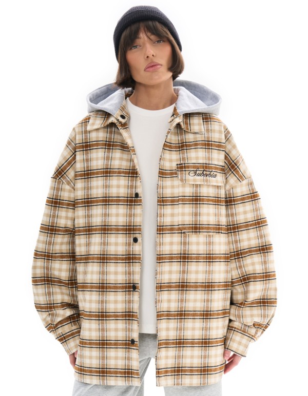 Куртка-рубашка со съемным капюшоном LOST SIGNAL Beige-black