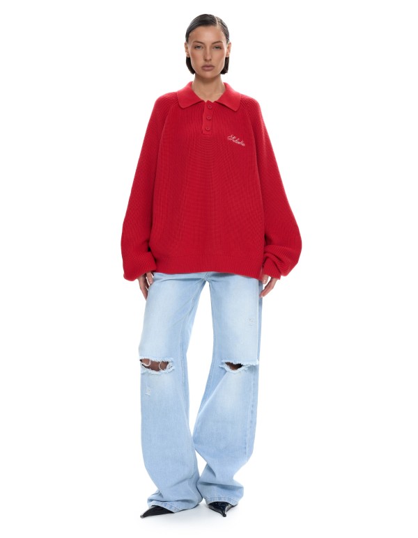 Вязаное поло Красный