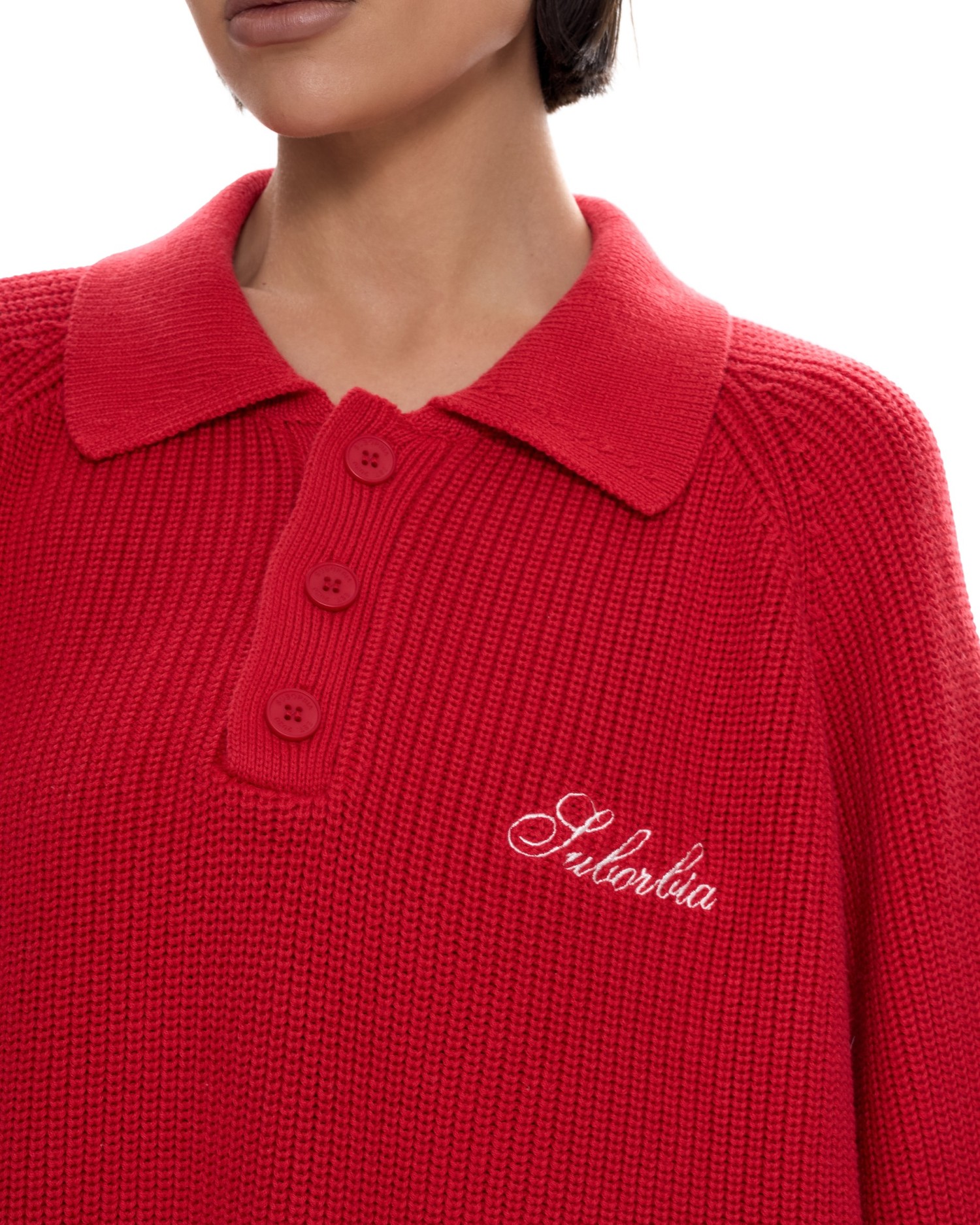 Вязаное поло Красный