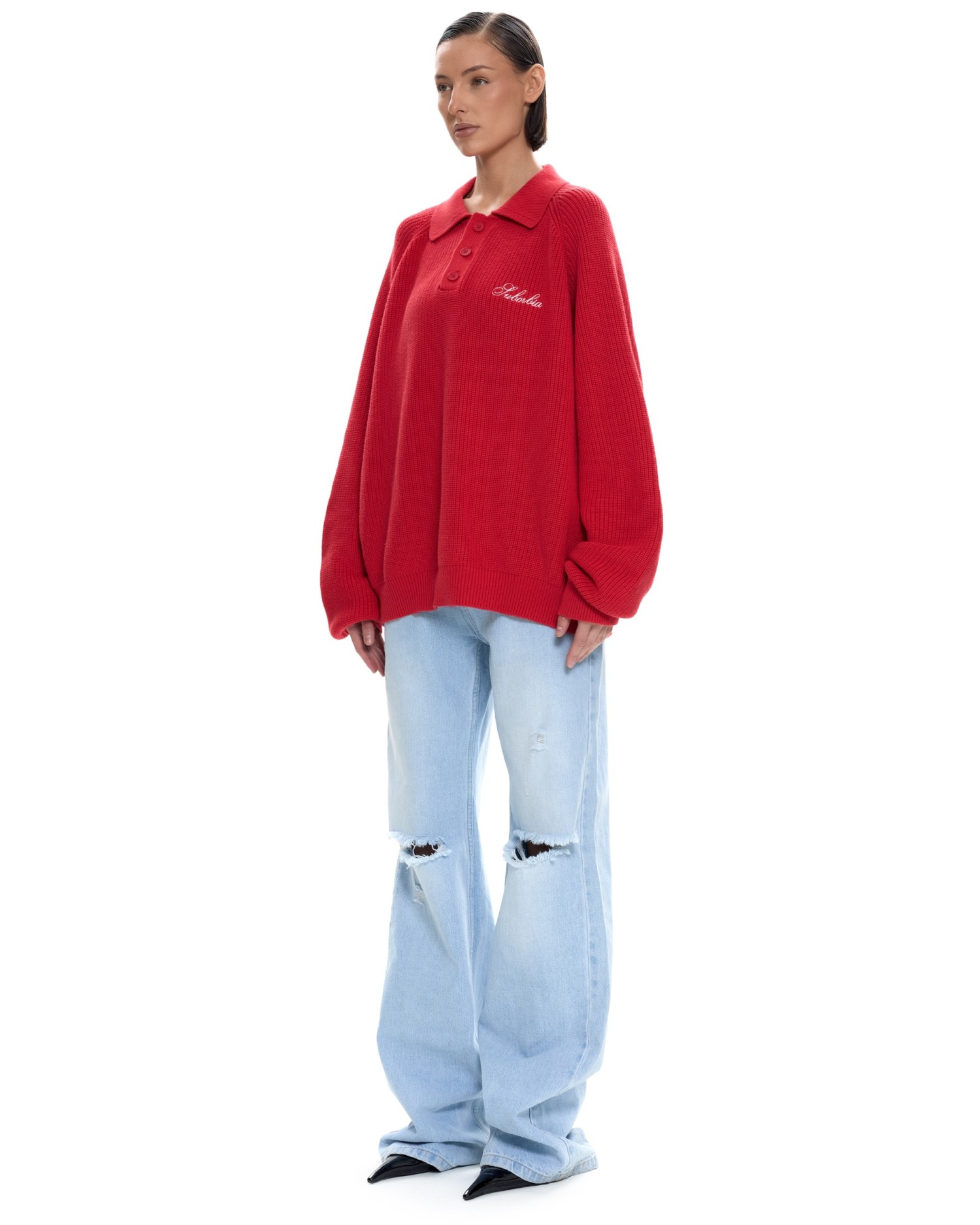 Вязаное поло Красный