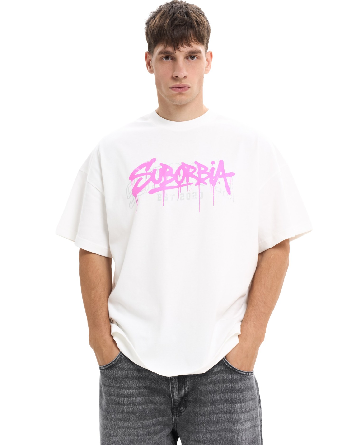 Футболка VANDAL MEN  Белый-Розовый