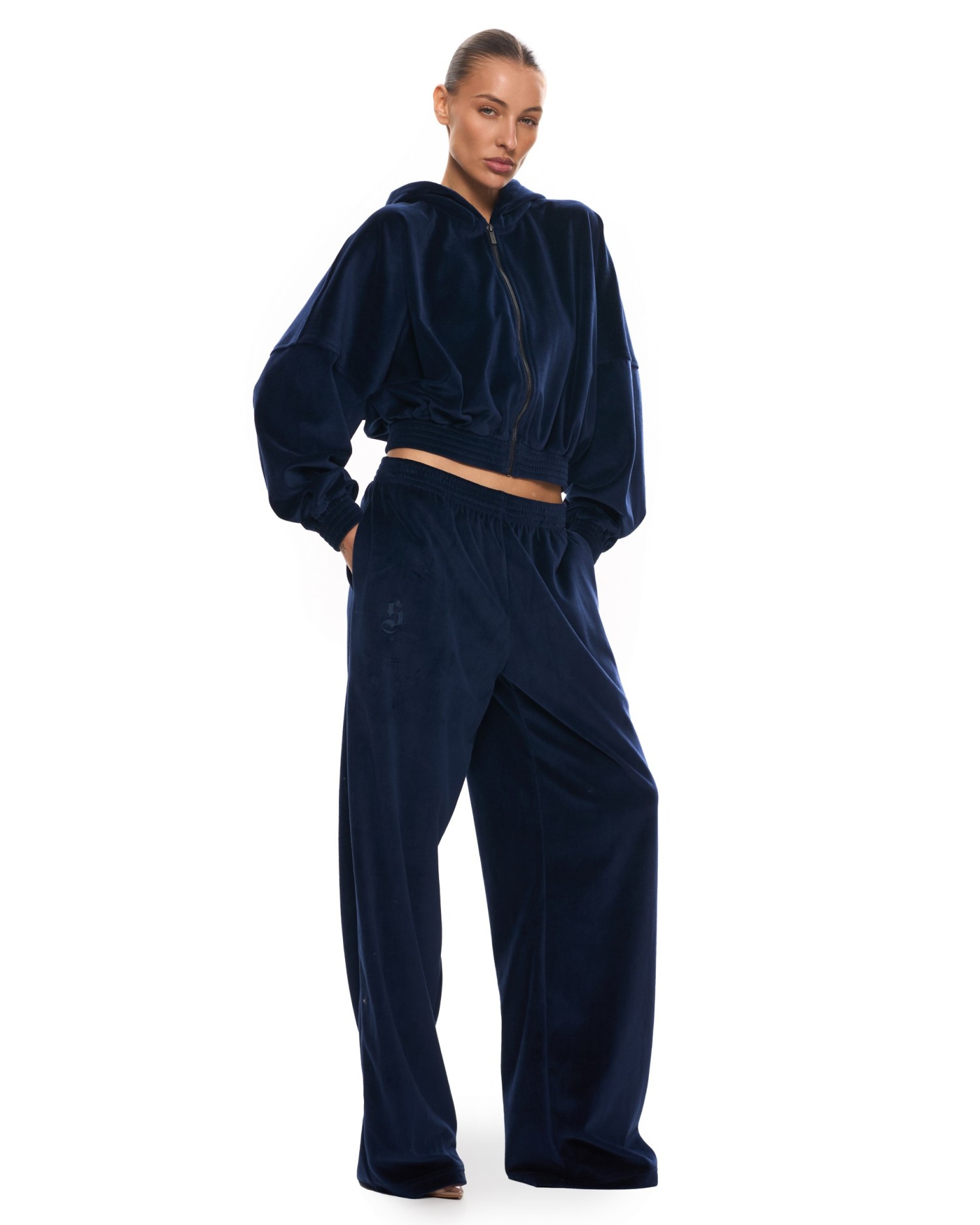 Велюр - костюм ROW с капюшоном (Night blue)