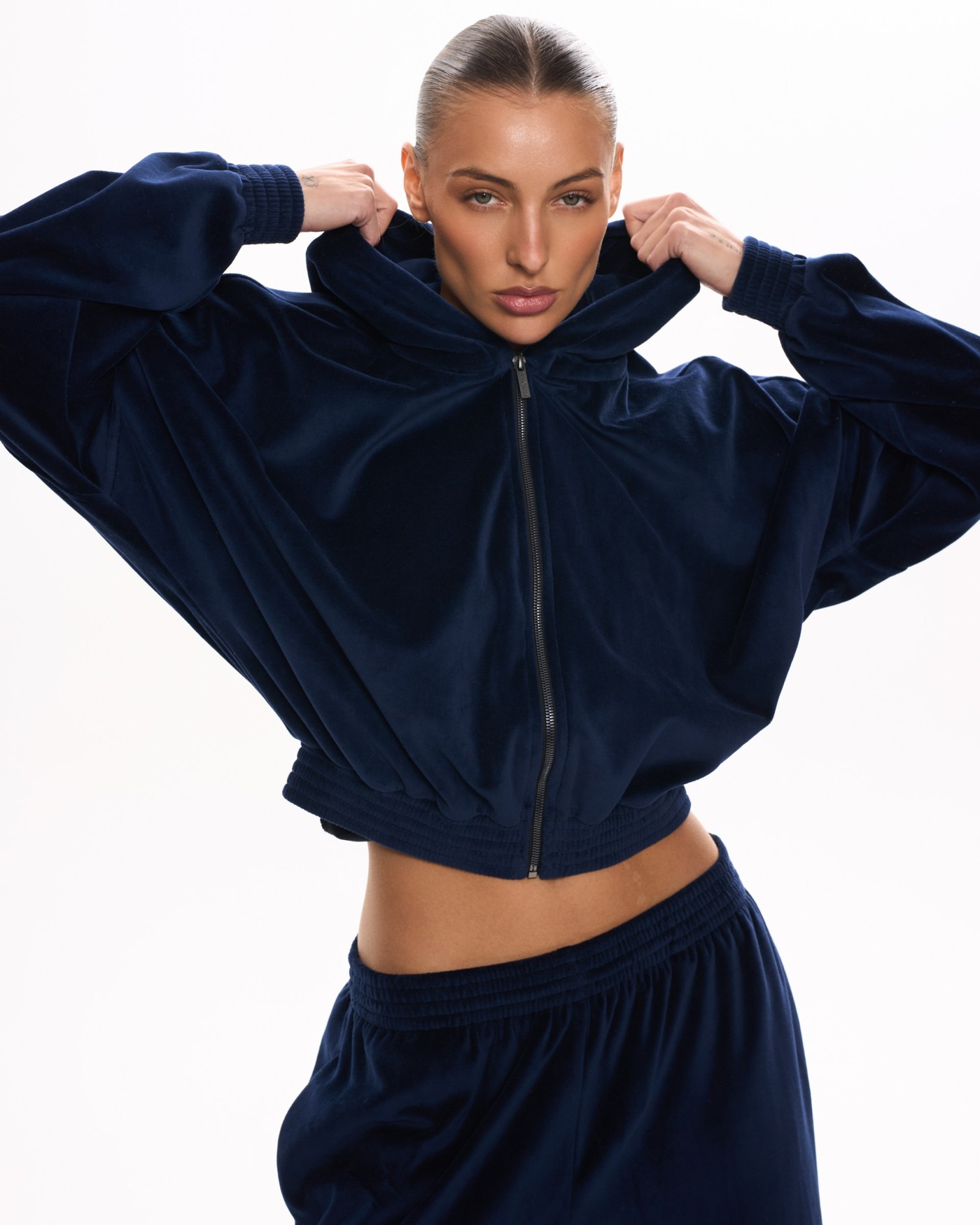 Велюр - костюм ROW с капюшоном (Night blue)