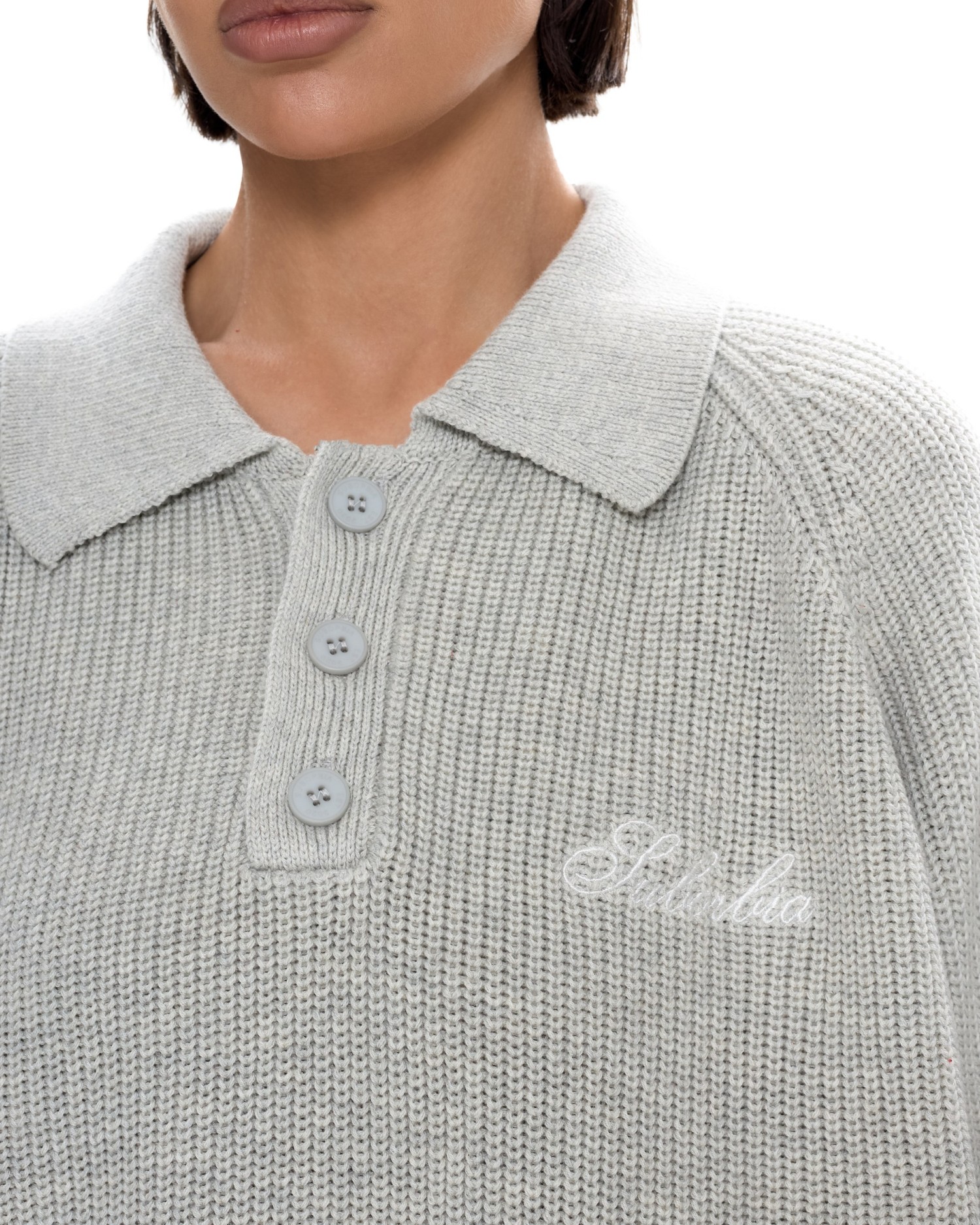 Вязаное поло Серый меланж