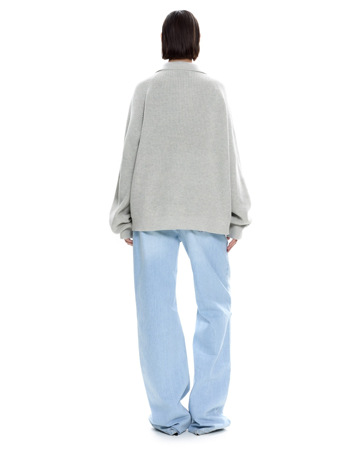 Вязаное поло Серый меланж